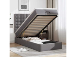 Moldura De Cama Síriaxl Otomana Com Colchão Cinza 90x190cm Couro Falso