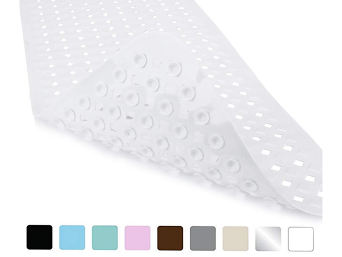 Tapete De Banheira Antiderrapante Pvc Para Massagem Nos Pés Tapete De Borracha Para Banheiro Com Ventosa 88×40 Cm Branco SUNNY SPACES