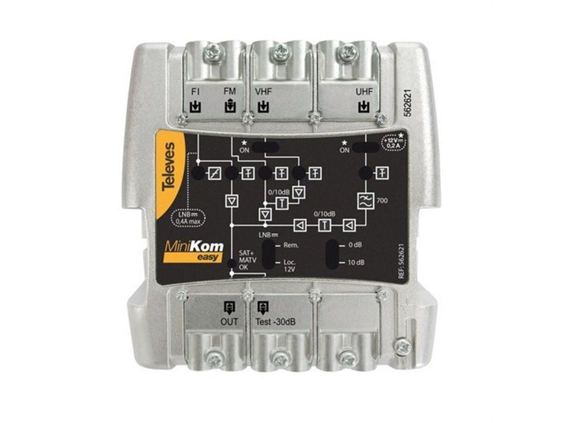 Amplificador Minikom 4e/1s Easyf Fm Vu Fi Televes
