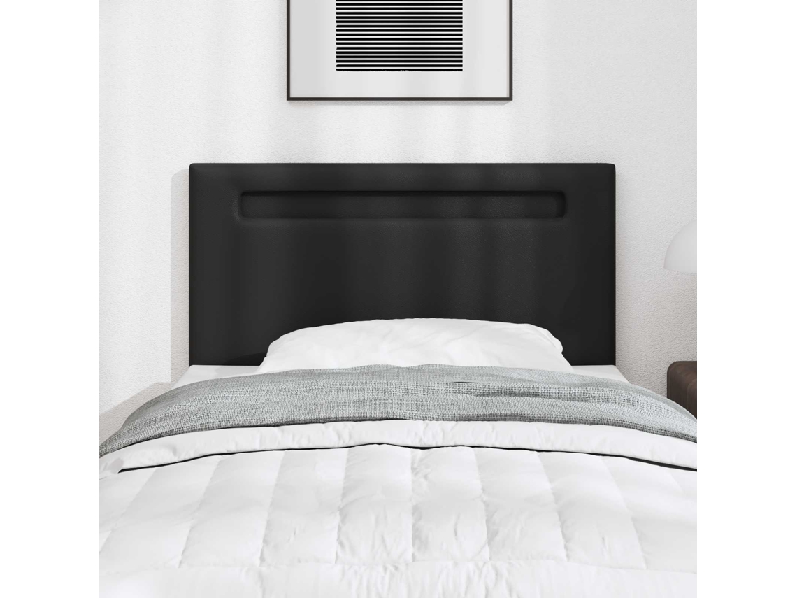Vidaxl Cabeceira Led Preto 90 Cm Couro Sintético