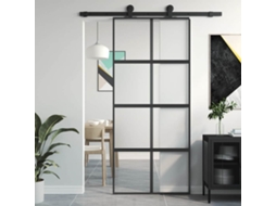 Vidaxl Porta Deslizante 90x205 Cm Vidro Temperado E Alumínio Preto