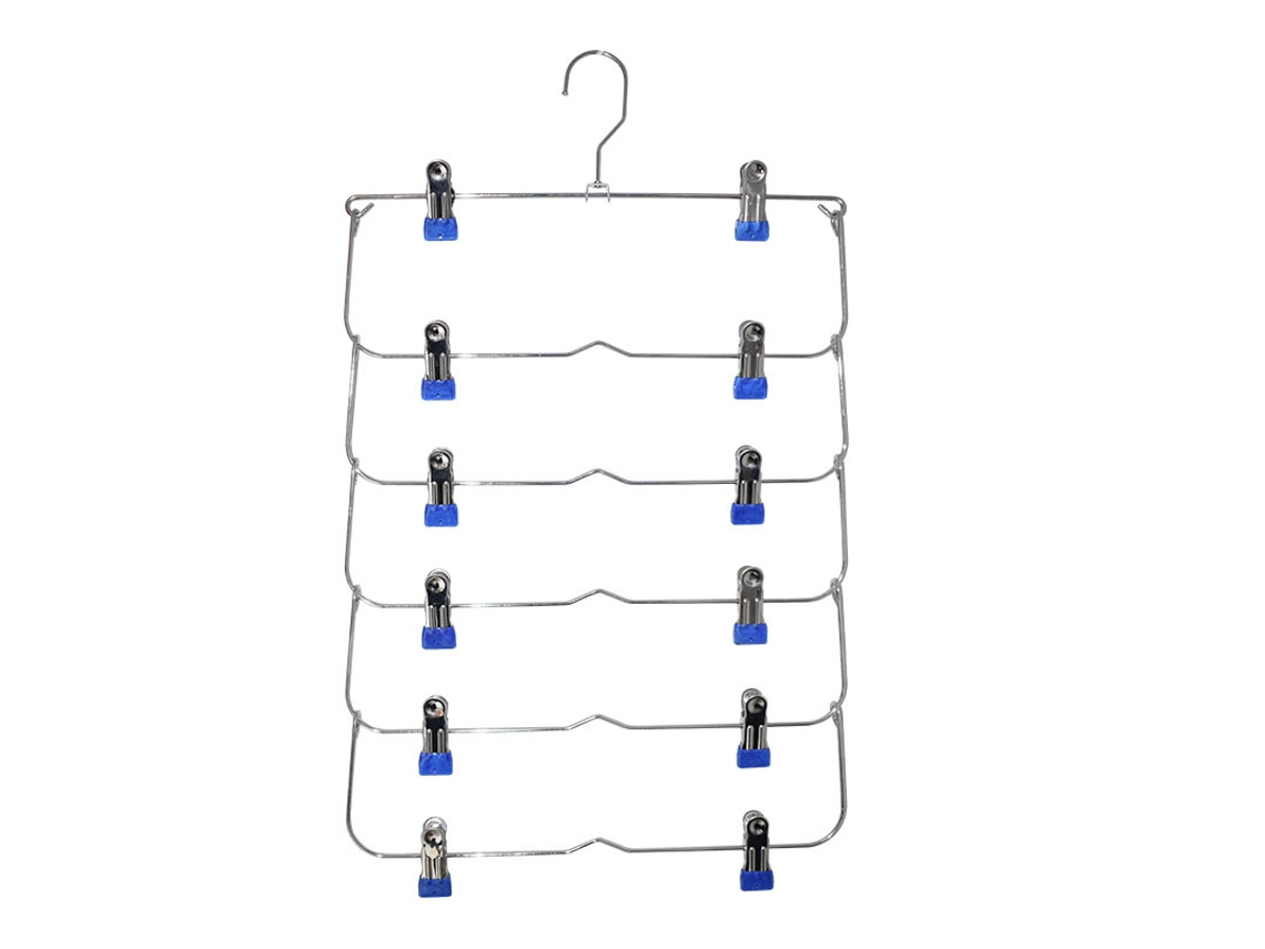 (azul) Tapete Para Roupas De Saia/calça Com Seis Camadas, Cabide De Metal Antiderrapante E Prendedores.