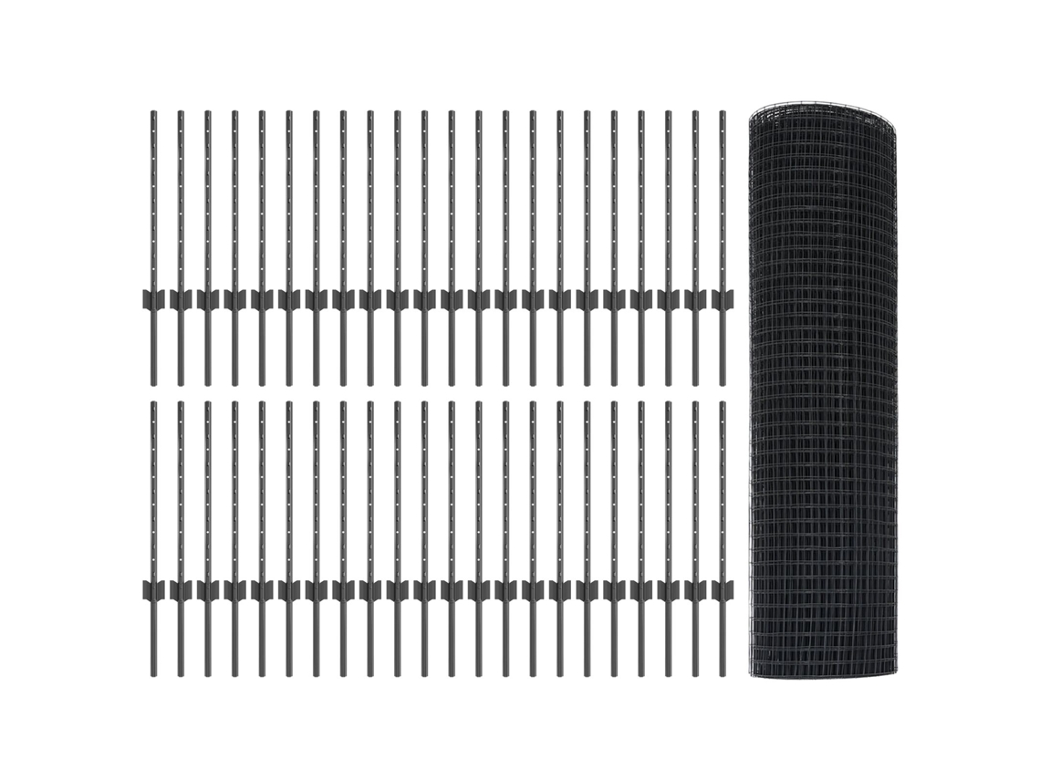 Conjunto 1 Cerca Externa Vidaxl Cinzento Aço (100 X 0,5 M)