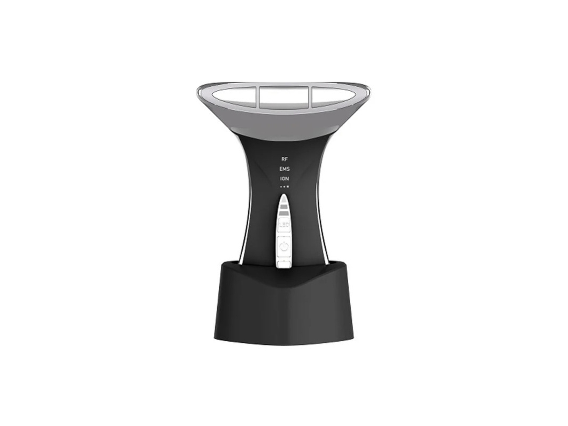 Ferramenta Para Pescoço E Rosto Com Led De 5 Cores Para Cuidados Com A Pele Preto E Prata