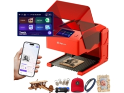 Máquina de Gravação a Laser 10w ALGOLASER Pixi, Portátil e Inteligente com Ecrã Táctil de 3,5", Área 100x100 Mm, Controlo por App, Vermelho