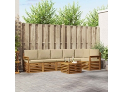 Vidaxl Conjunto De Sofás Para Exterior 7 Unid. Natural E Bege