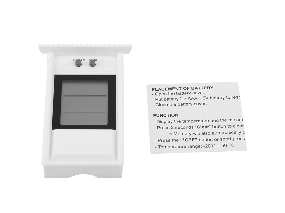Higrômetro digital, termômetro indoor/outdoor, resistente à água, com controle de temperatura, branco