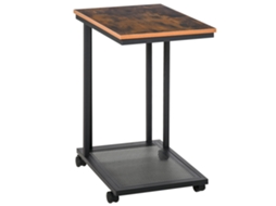 Mesa Auxiliar Com Rodasestilo Retro De Aço E Madeira 51x36x65cm