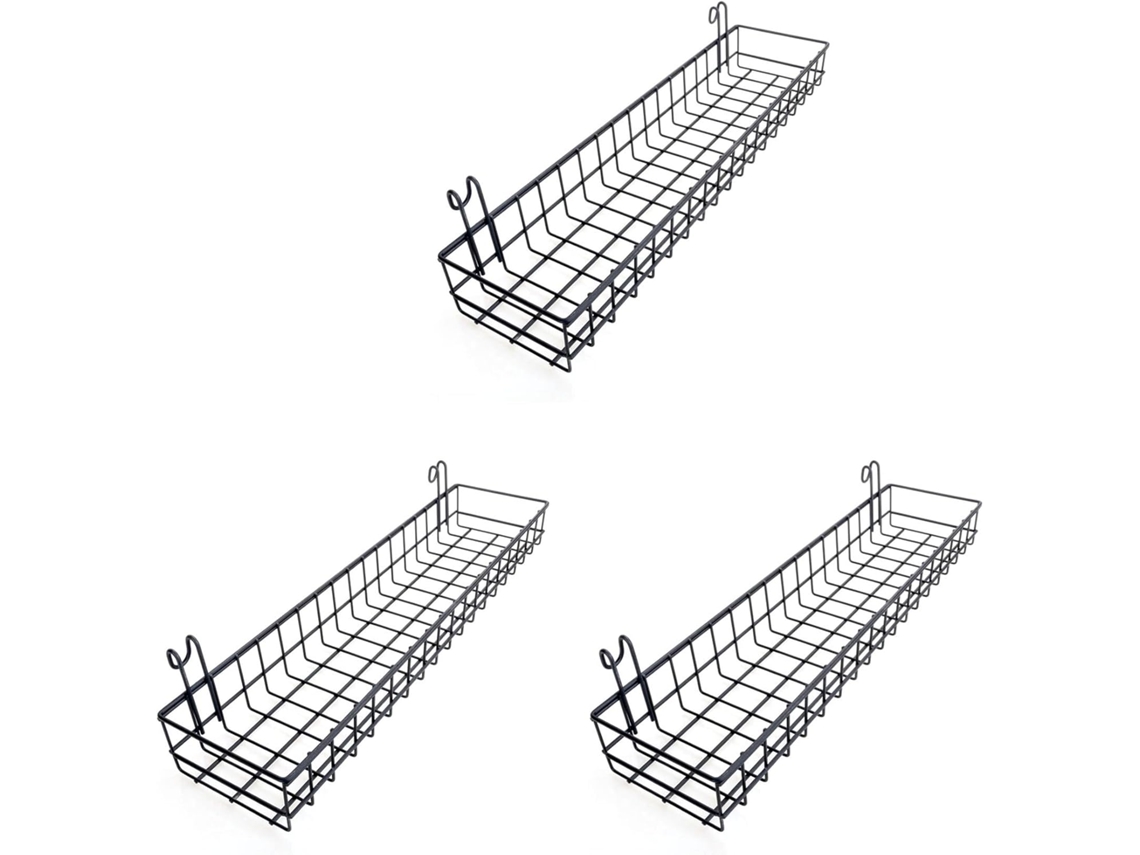 Conjunto De 3 Cestos Suspensos De Parede Em Metal Com Grade, Multifuncionais Para Armazenamento E Ap Gokoco