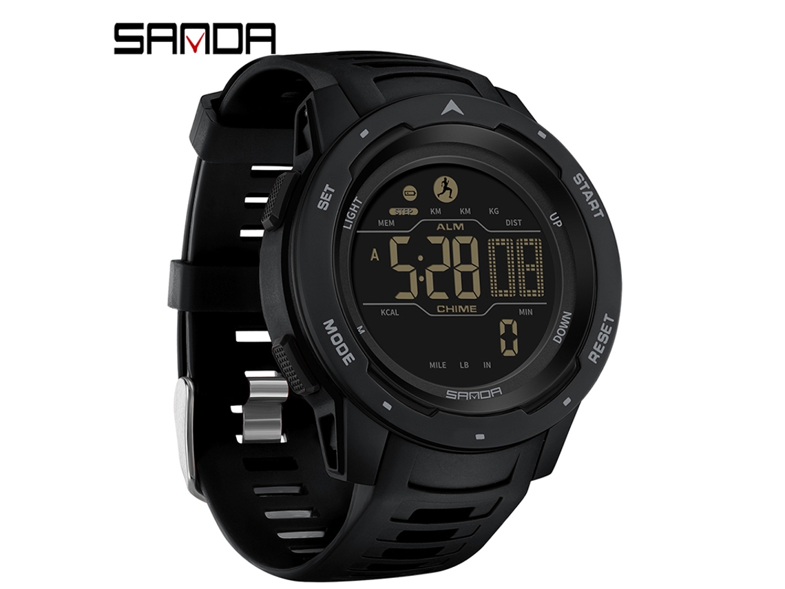 Relógio Esportivo Digital Masculino MDUG (preto) à prova d'água, com visor Led e multifuncional