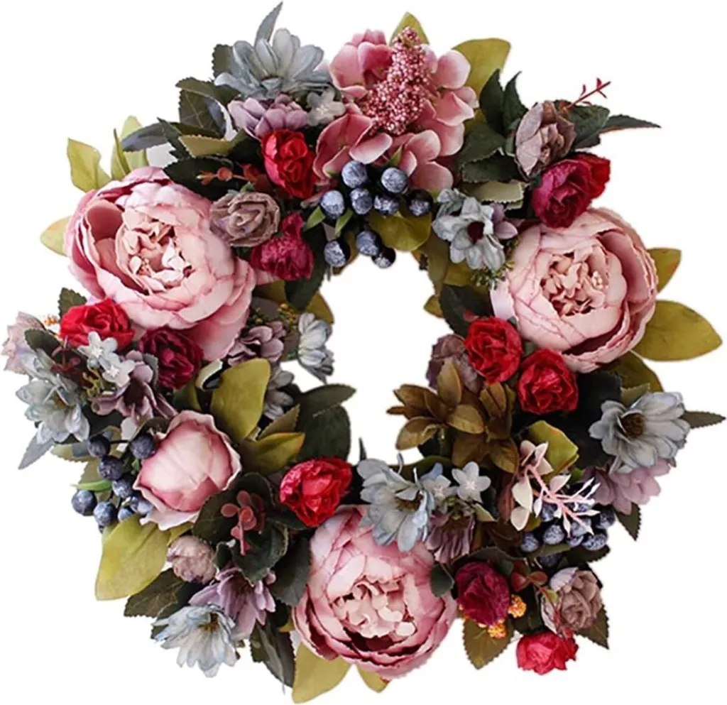 Guirlanda Artificial para Porta, Guirlanda Decorativa de Flores, Guirlanda de Parede para Primavera e Verão BRILVIBERA
