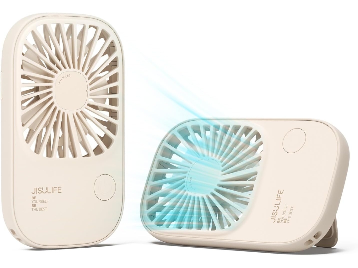 Ventilador Portátil De Mão Lalamoli, 5 Velocidades De Vento, Recarregável, Design De Bolso Pequeno, Adequado Para Viagens, Concertos, Bege