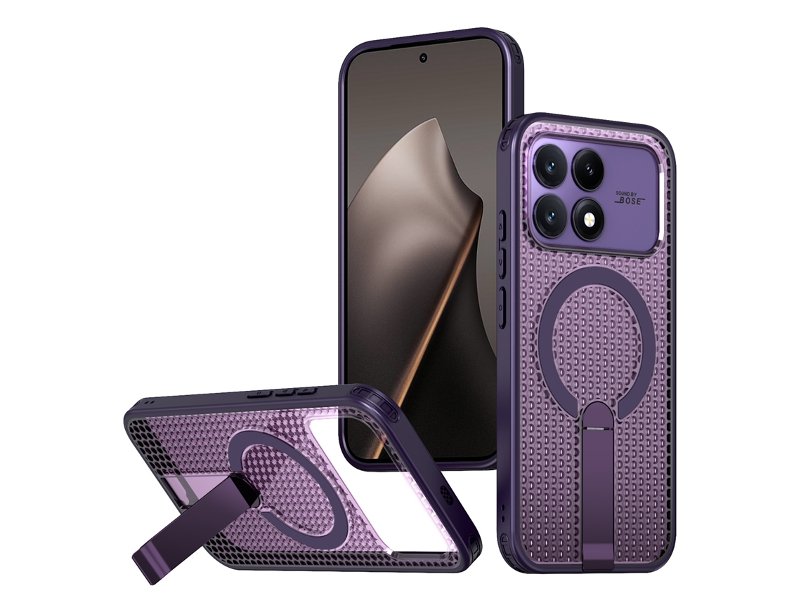 Capa Para Celular Com Design Em Favo De Mel, Suporte Magnético E Proteção Contra Quedas.roxo, Xiaomi 17 Pro Max