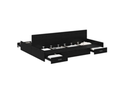 Estrado de Cama com Arrumação Carvalho Preto 140x190 cm MAISON EXCLUSIVE