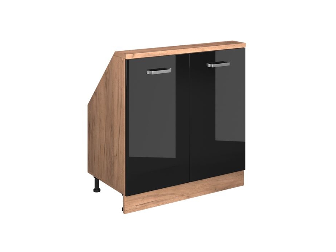 Móvel Sob Medida VICCO 80cm com 2 Portas Preto Brilhante e Carvalho Dourado