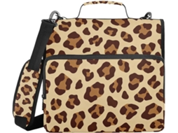 Estampa De Leopardo Audaciosa Pasta 3-argolas 1, 5 Polegadas, Resistente, Com Zíper, Alça, Vários Bolsos, Organizador De