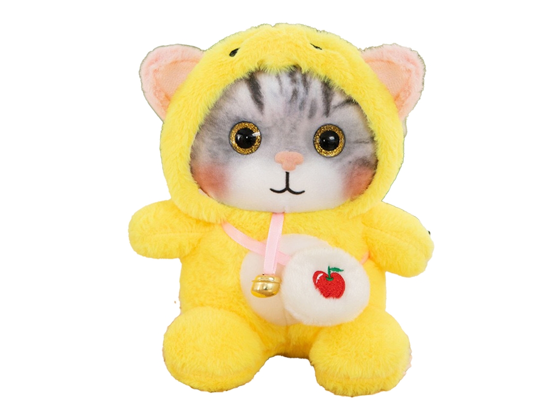 Ats muñeco de Peluche de Gato Linda Con Campana Suave Colorido Peluche de Gato para Cumpleaños Niños Amarillo