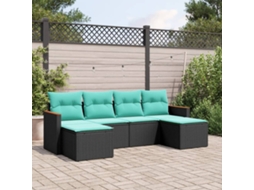 Vidaxl Conjunto De Sofá De Jardim Com 6 Peças E Almofadas Em Rattan Sintético Preto