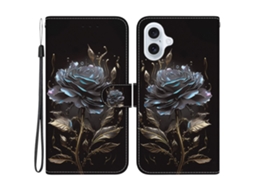 Capa Em Couro Pu Para Apple Iphone 16 Plus - Rosa Negra
