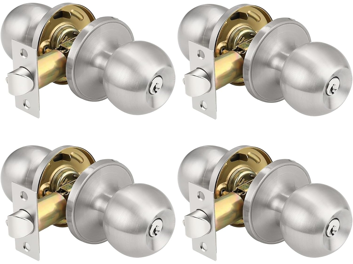 Conjunto Knobwell com 4 Fechaduras 4, Durável, Aço Inoxidável, Trava
