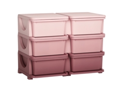 Caixa Organizadora De Plástico Para Brinquedos Com 6 Gavetas, Organizador Infantil Rosa Para Quarto De Criança