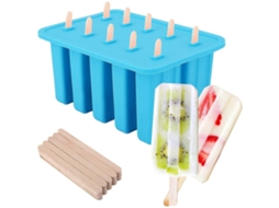 Forma Para Sorvete, 10 Cavidades Formas De Silicone De Grau Alimentício Para Sorvete Congelado Com 100 Palitos, Utensílios De Cozinha, Azul Aquaforge