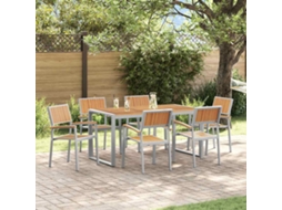 Vidaxl Conjunto De Jantar Para Jardim 7 Unid. Cinzeto