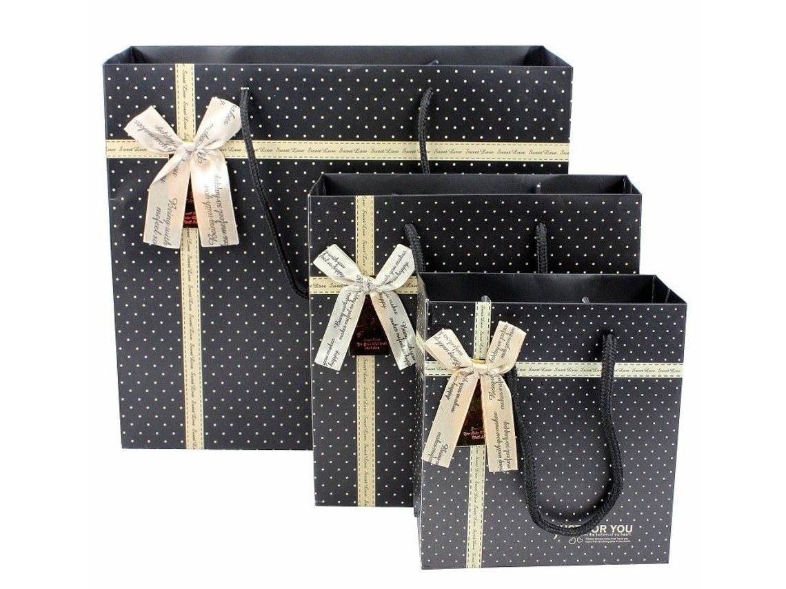 Sacolas de tecido preto AQUAFORGE, formato gota, para roupas, presentes