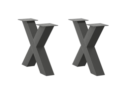 Vidaxl Pés Para Mesa De Centro Em Formato De X, 2 Peças, Antracite, 60x (42-43) Cm, Aço