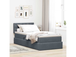 Vidaxl Cama com Armazenamento Cinza Escuro 90 X 190 Cm Veludo