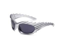 Hedgehog Cat Eye Óculos de Sol Esportivos Masculinos e Femininos Envolventes Óculos de Sol Prata