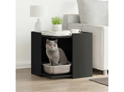 Vidaxl Compartimento P/ Caixa Areia De Gatos Derivados Madeira Preto