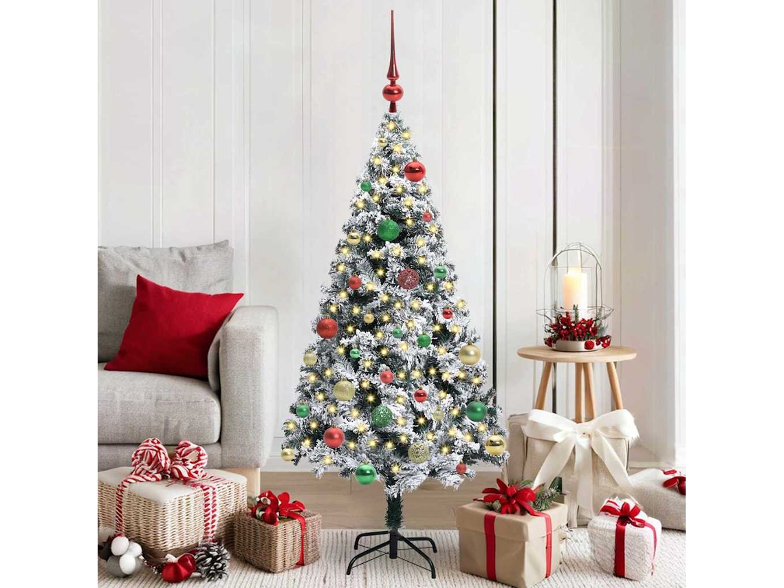 Vidaxl Árvore De Natal Artificial Branco 150 Cm Pvc, Aço E Plástico