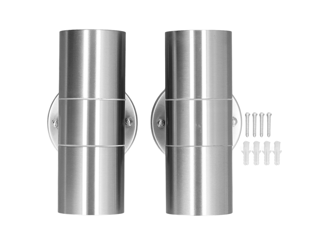 2pcs Lanterna de Parede Externa Inoxidável Ip54 Cilíndrica Led Gu10 220 240v para Jardim Villa | S/MARCA