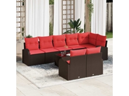 Vidaxl Conjunto De Sofá De Jardim 9 Unid. Castanho Vime Pe