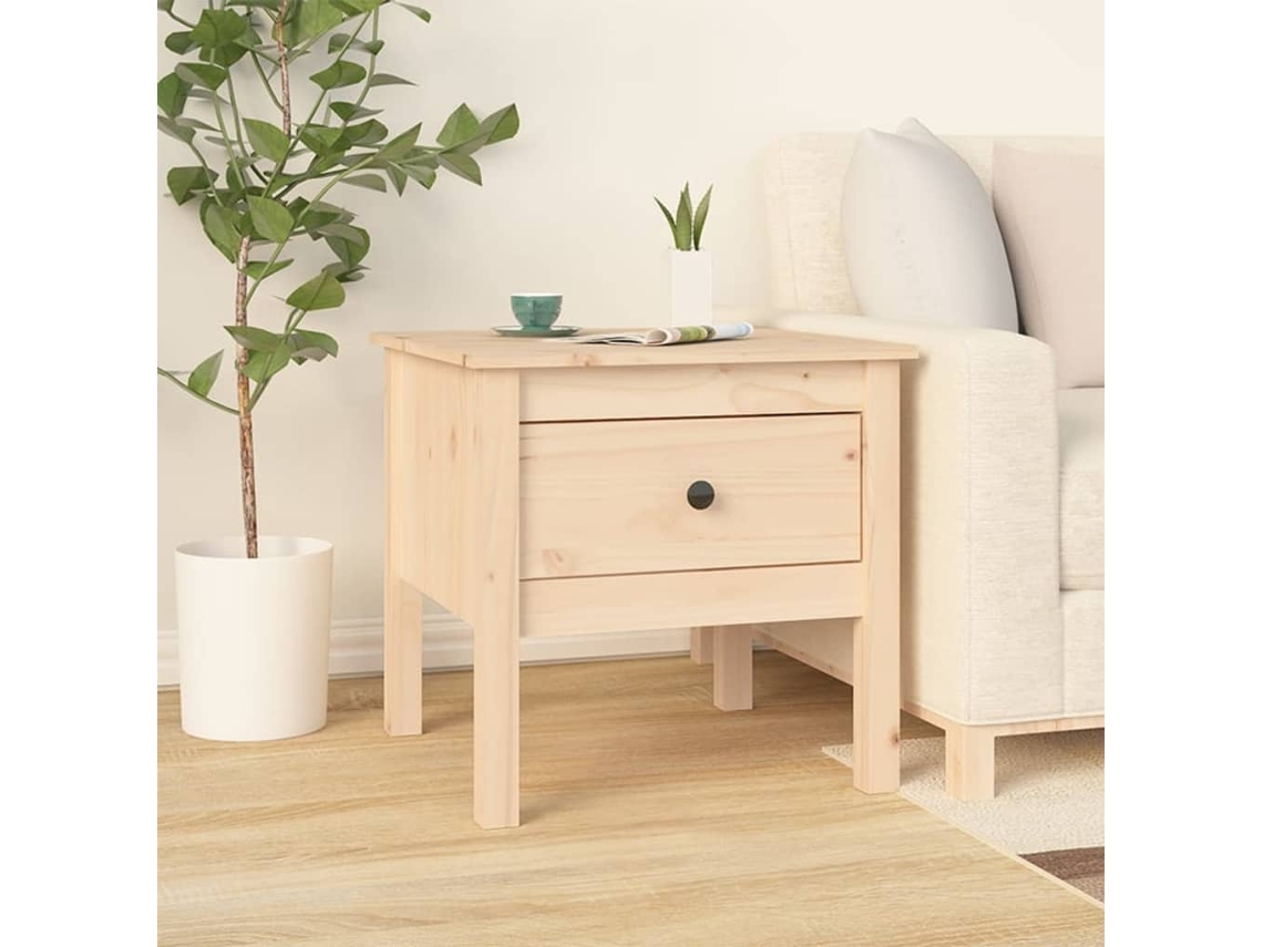 Vidaxl Mesa De Apoio 50x50x49 Cm Pinho Maciço