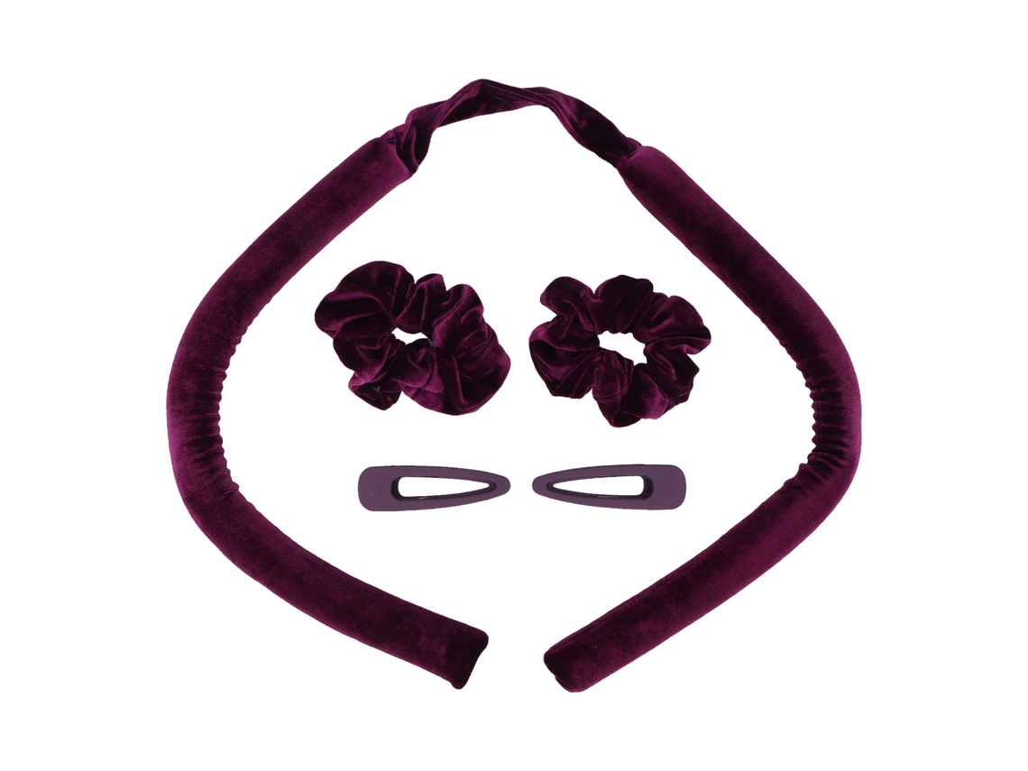 Arame De Curl Sem Calor Com Tiara, Fitas, Grampos E Scrunchies Para Dormir - Roxo
