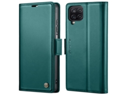 Capa Para Samsung Galaxy A12 5g Borboleta Fivela Litchi Textura De Telefone De Couro Rfid Antirroubo Azul Perolado