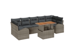 Conjunto 8 Móveis De Jardim Vidaxl Cinzento Vime Pe (100 X 55 X 73 Cm)