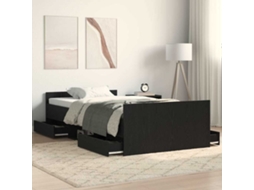 Vidaxl Estrutura Da Cama Com Gaveta Carvalho Preto 203 X 103 X 50 Cm