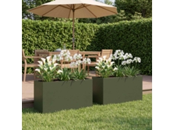 Vidaxl Vaso De Jardim 2 Unid. Verde-azeitona 80 X 40 X 50 Cm