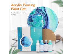 Juego De 4 Botellas De Pintura Acrílica Vertida (60 Ml/2 Oz) De Alto Flujo Para Lienzo, Madera, Piedra, Vidrio, Azulejos, Papel.