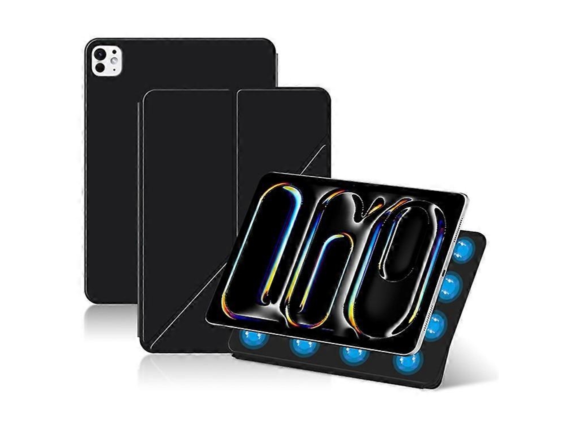 Capa Para Ipad Pro 11 (2024) (m4) Com Fixação Magnética, Em Couro Pu E Suporte Estilo Origami.