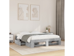 Vidaxl Estrutura De Cama 150x200 Cm Derivados De Madeira Cinza Cimento