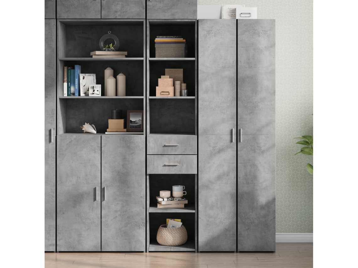 Vidaxl Armário Alto 40x42,5x185 Cm Derivados De Madeira Cinza Cimento