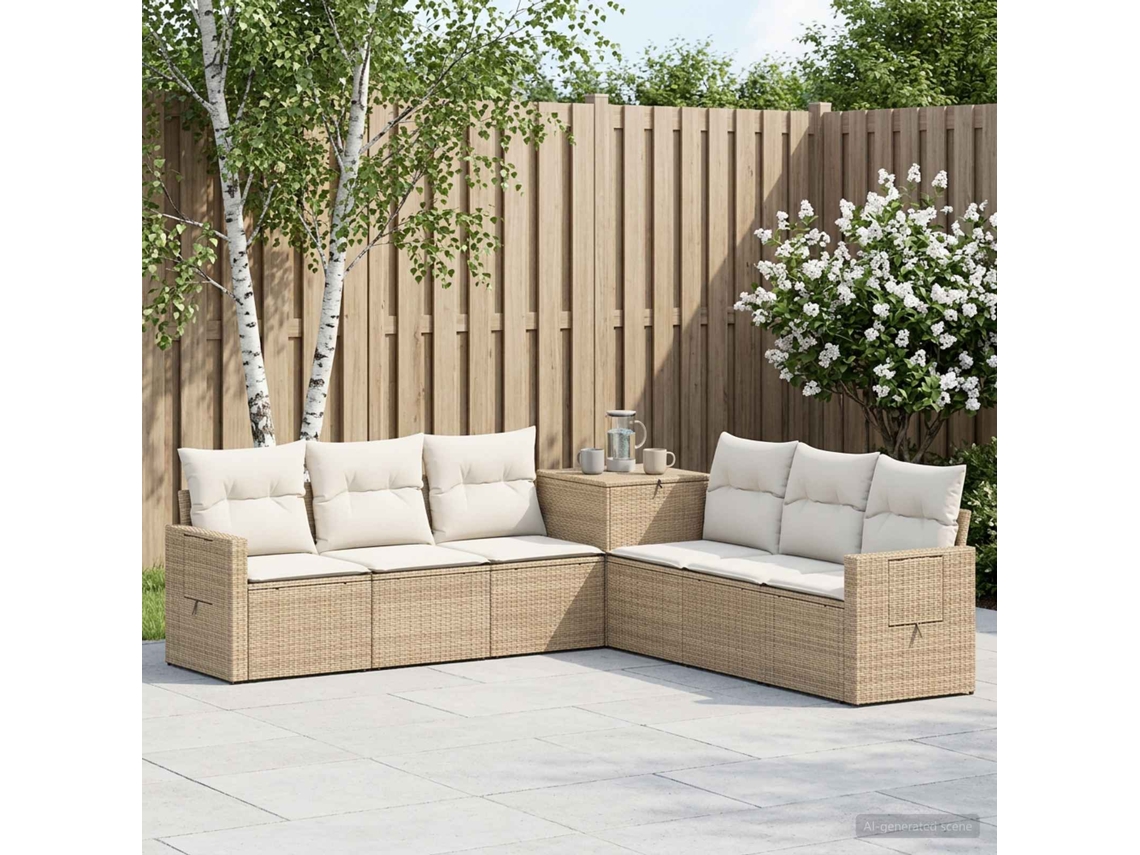 Vidaxl Conjunto De Sofás 7 Unid. Bege E Branco Creme
