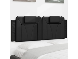 Vidaxl Almofadão De Cabeceira Viana 137 Cm Couro Artificial Preto