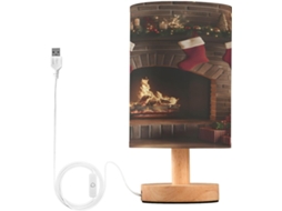 Luminária De Cabeceira Led Usb Pequena Skyshu Com Base Madeira Antiderrapante E Cúpula Que Não Ofusca Os Olhos, Ideal