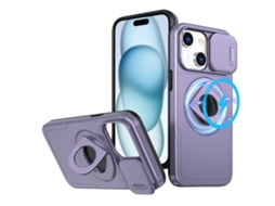 Capa Zruxe Compativel Com Iphone 15 Plus (camshield - Magsafe - Ring Holder - Armor - Roxo)