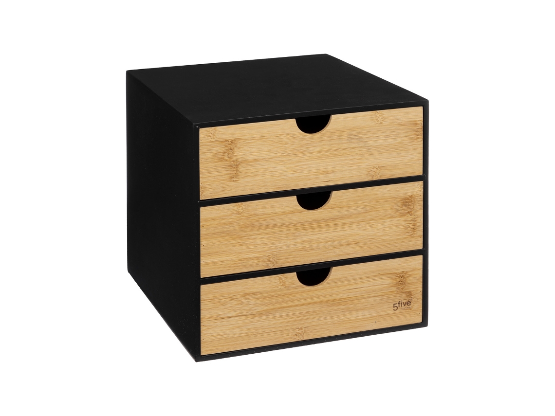 Armário Bava Bambu com 3 gavetas preto 5 FIVE SIMPLY SMART
